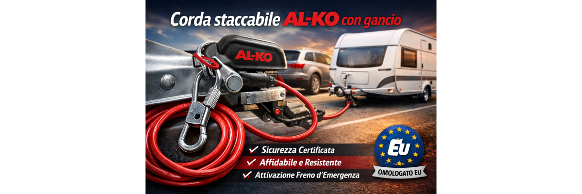 Corda staccabile AL-KO con gancio – Dispositivo di sicurezza essenziale per rimorchi e caravan - Corda staccabile AL-KO con gancio per rimorchi | Sicurezza omologata