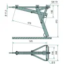 Supporto rotante zincato telaio ALKO sistema A 505 mm B 470 mm C 260 mm P 190 mm