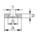 Binario di ancoraggio aereo in alluminio L 2998 mm non forato, P 34 mm, H 9,6 mm